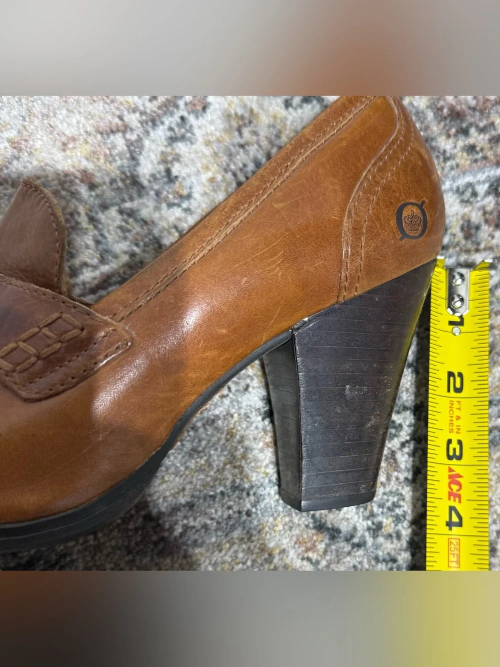 Born Cognac Leather Tassel Heels